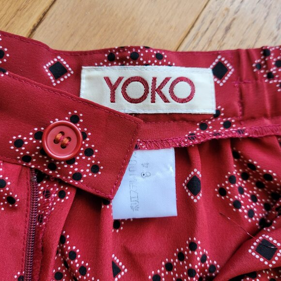 YOKO Skirt Pants Culottes Wide Leg Cropped Flowy Tie Front - Picture 6 of 11